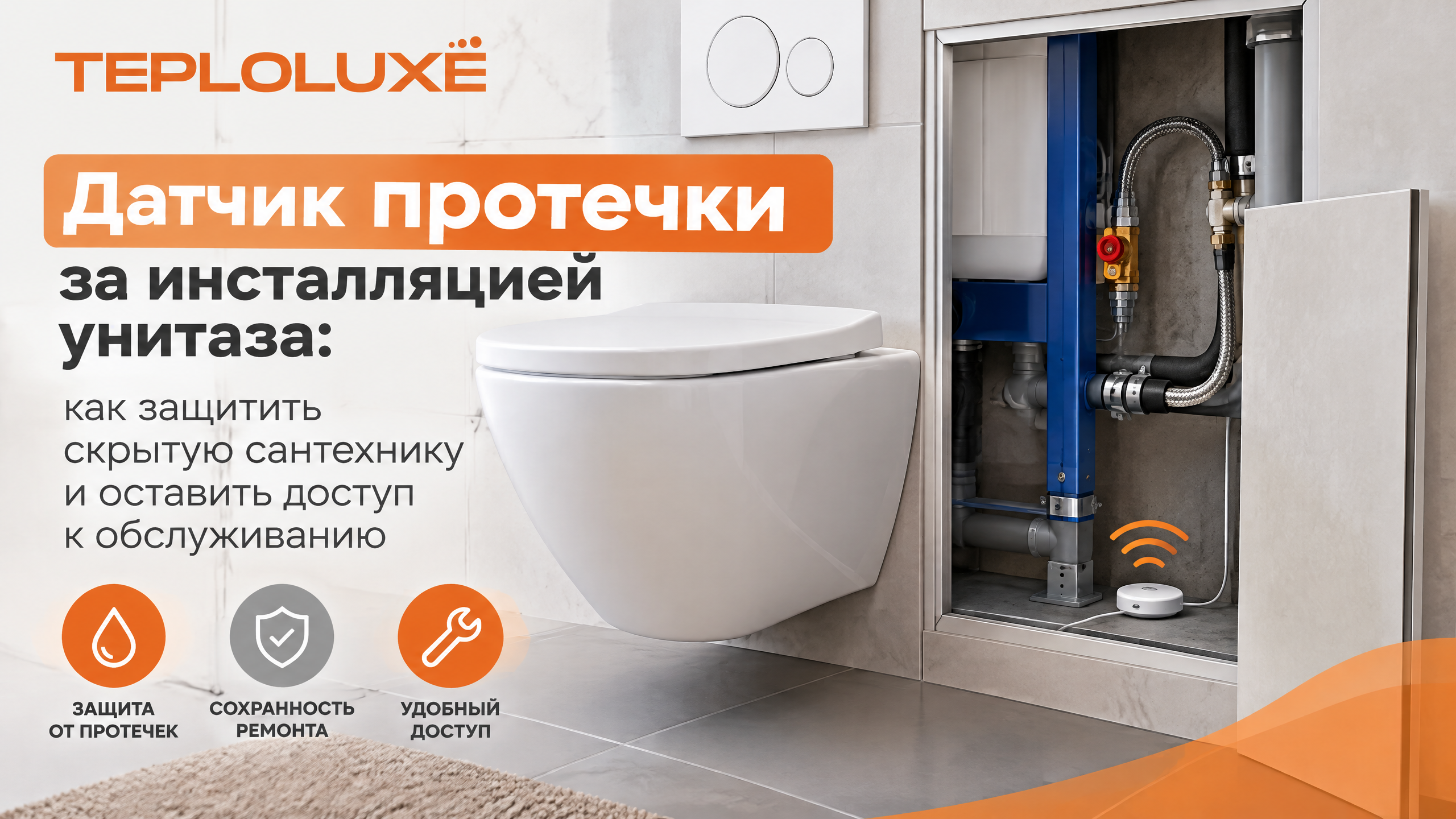Датчик протечки за инсталляцией унитаза: как защитить скрытую сантехнику и оставить доступ к обслуживанию