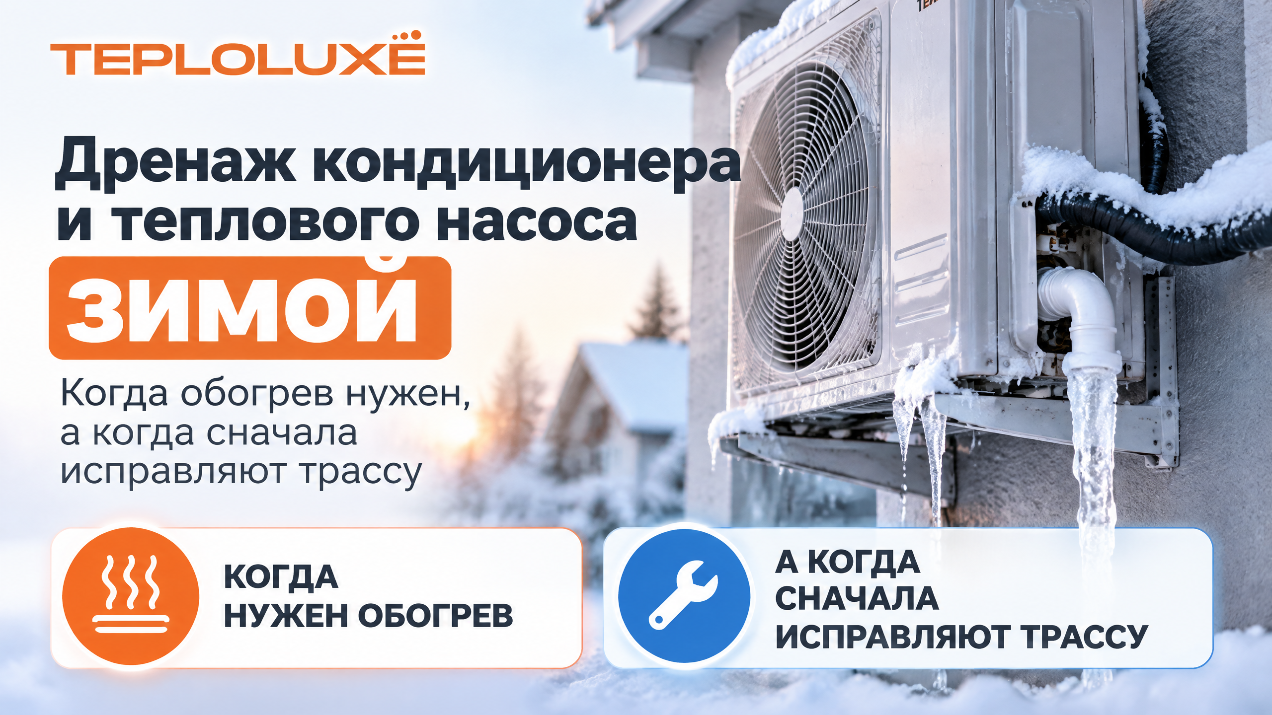 Дренаж кондиционера и теплового насоса зимой