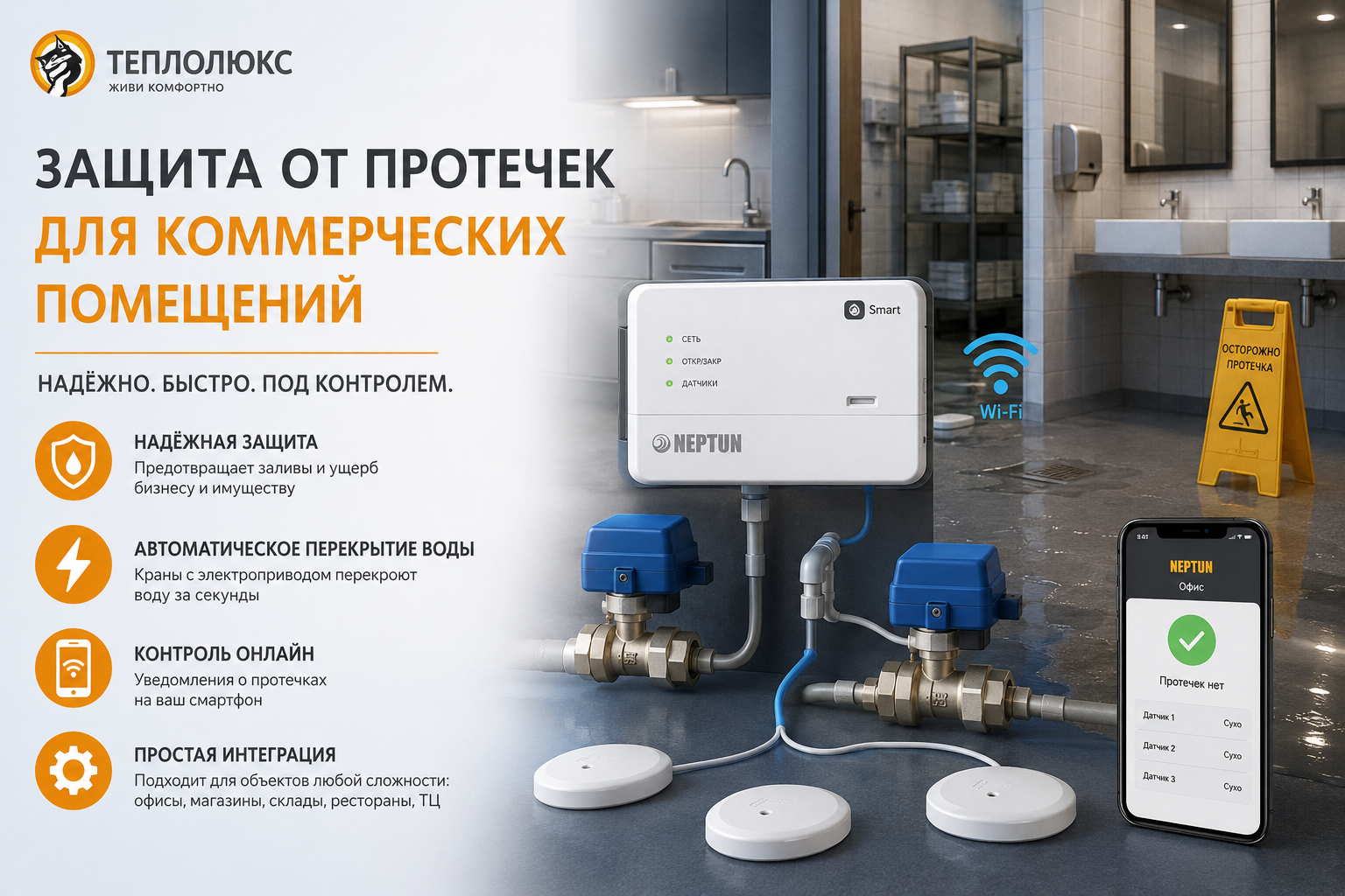 Защита от протечек для коммерческих помещений: офис, магазин, кафе, надёжность и масштабирование
